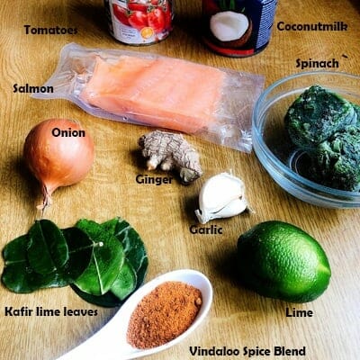 Indian Salmon curry ingredients 